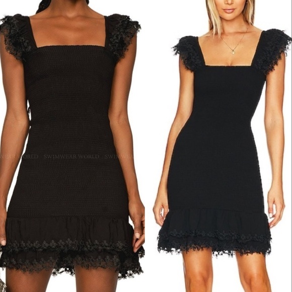 NWT PEIXOTO ANTHROPOLOGIE mini black dress with ruffles XL - Picture 1 of 9